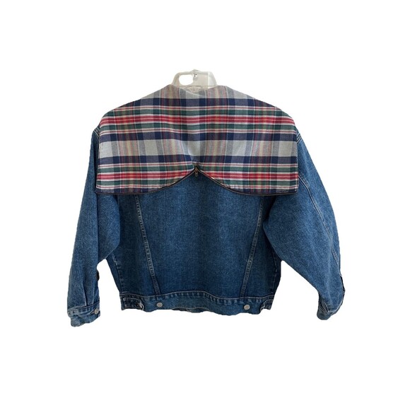 EUC VTG Y2K 90s Guess Hooded Plaid Jean Jacket USA Trucker Denim Rare L - Picture 12 of 12